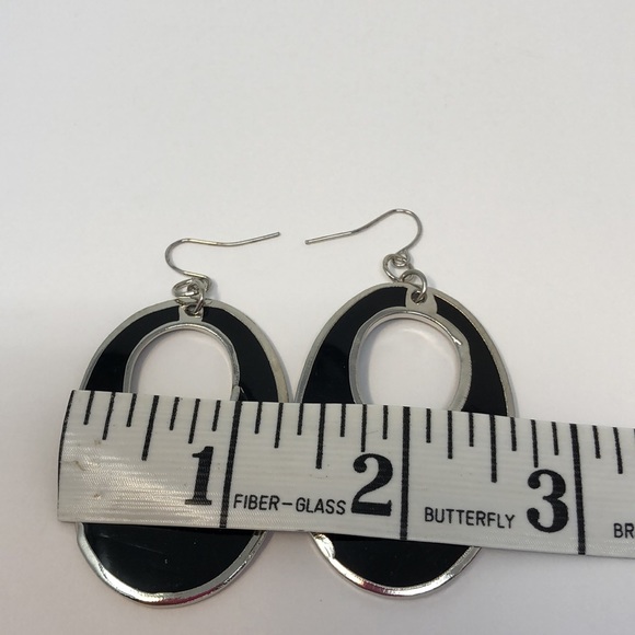 Black with silver tone drop earrings - Picture 7 of 7